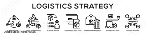 Logistics Strategy web banner icon illustration concept