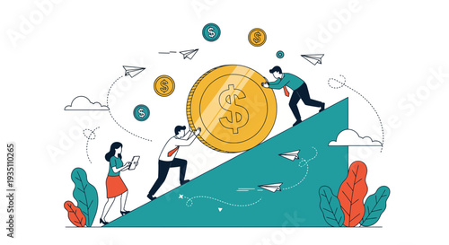 Teamwork financial growth climb Business success hard work investment concept