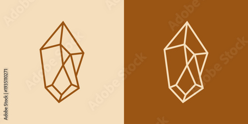 Dual meaning logo combining stone and gem elements, symbolizing strength and refinement, raw potential transformed into brilliance, durability, value, and timeless elegance in a modern identity.