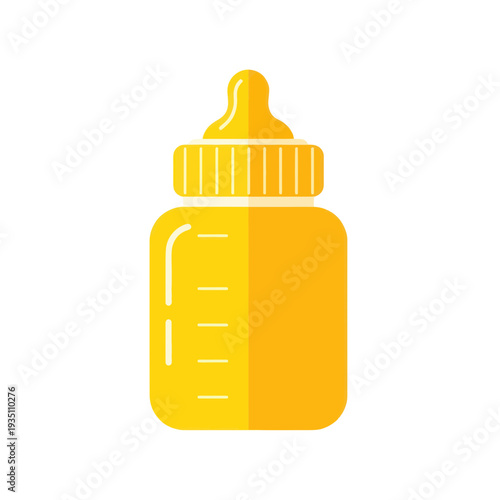 Yellow Baby Bottle Icon, Flat Design, Isolated on White Background