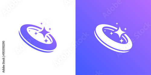 Dual meaning logo combining planet and star elements, symbolizing exploration, vision, limitless potential, cosmic harmony, and a forward-looking innovative identity.
