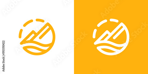Dual meaning logo combining mountain and landscape elements, symbolizing strength, natural beauty, stability, adventure, and a deep connection with the environment.