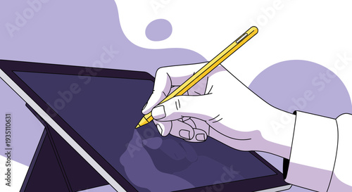 Digital Art Creation Tablet Stylus Pen Designing Modern Illustration