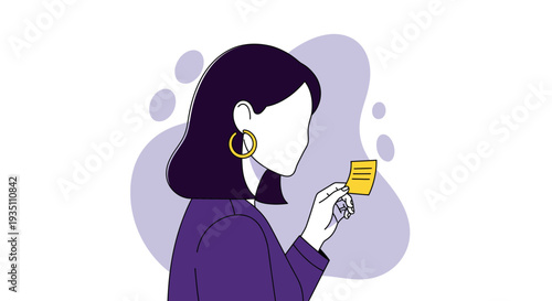 Woman Holding Sticky Note Organizing Work Tasks and Reminders