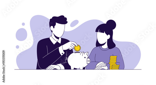 Couple Saving Money Together Financial Planning Investment Piggy Bank