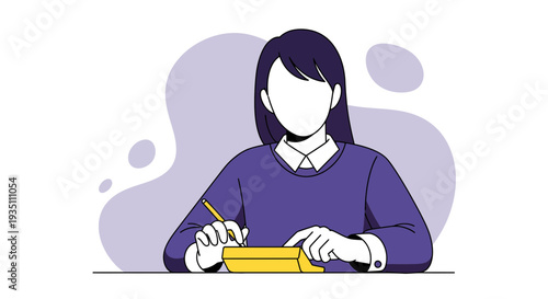 A woman calculating with a pencil and calculator for business finance education