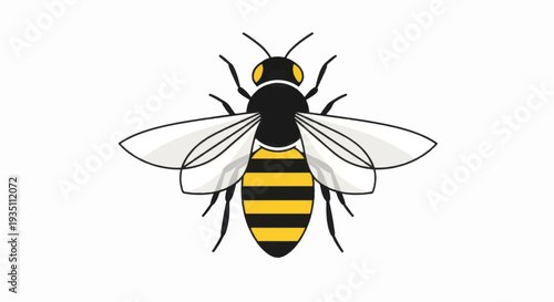 Yellow and Black Striped Bee Illustration 4.