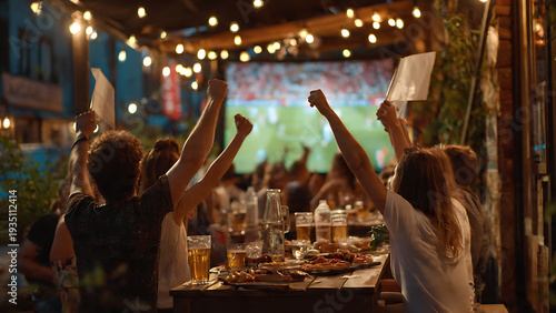 Street Football Celebration with Friends Watching Match