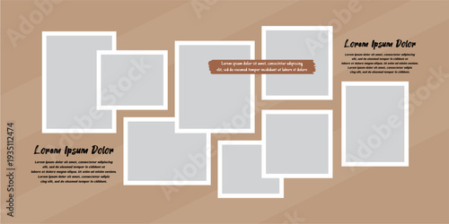 Pictures or photos frame collage layout abstract photo frames and digital photo wall template
