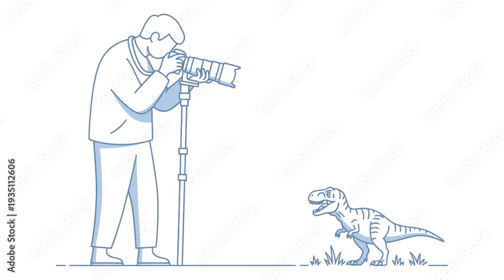 Obraz premium Man taking picture of dog with camera outdoors in natural setting with grass