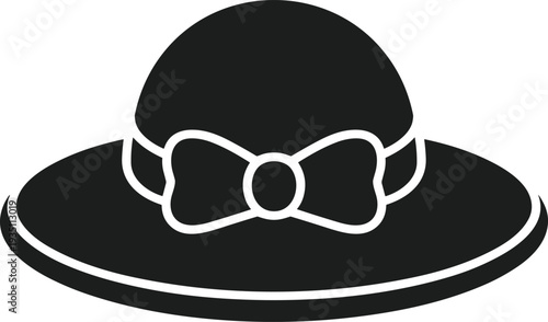 Black silhouette Easter bonnet hat with white bow and band vector