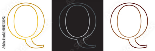 Set of Stylized Alphabet Letters on Dark Background. Collection of decorative  letters in various serif styles with gradients and outlines on black square backgrounds.EPS10/AI.