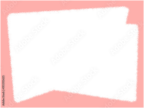 ピンク色のふわふわした「もこもこ」質感の長方形フレーム素材。中央コピースペース付きでメッセージカードやSNS投稿、Webバナーの装飾に使えるベクター背景イラスト/3