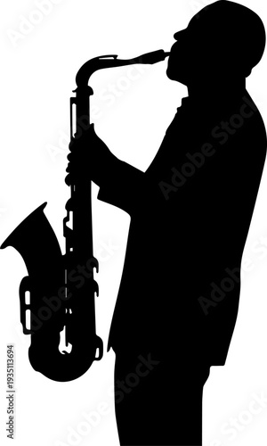 Saxophone Player Silhouette Vector Graphic Jazz Musician Performance