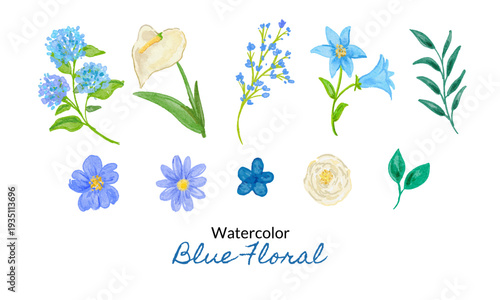 Watercolor Blue Floral