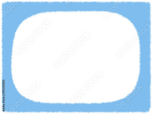 水色のふわふわした「もこもこ」質感の長方形フレーム素材。中央コピースペース付きでメッセージカードやSNS投稿、Webバナーの装飾に使えるベクター背景イラスト/1