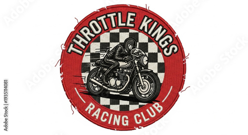 Throttle Kings Racing Club Motorcycle Emblem - Classic Bike and Rider.