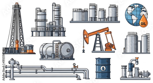 Oil Refinery Equipment and Infrastructure.