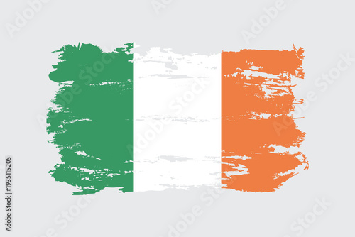 Ireland flag painted with a brushstroke. Abstract concept. National flag in grunge style.