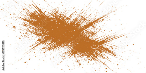 A creative grunge ink splat illustration featuring a black paint splatter texture with a watercolor brush stroke and liquid spray stain design on a white vector background