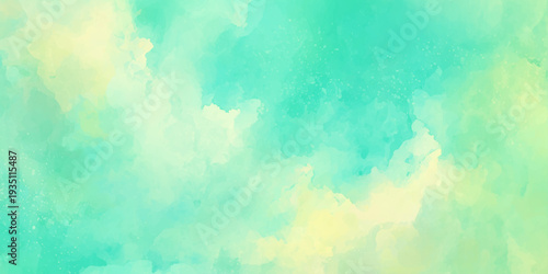 An abstract watercolor background featuring soft gradients of turquoise pale yellow and creamy white hues blending seamlessly together