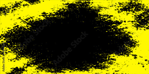 Abstract grunge background vector illustration with ink splats and colorful paint splashes featuring a dirty green and yellow textured pattern design on a black spray stained border