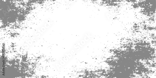 Vintage black ink splashes and dirty paint textures create an abstract grunge pattern on an old weathered paper surface with film dust and vector art design elements