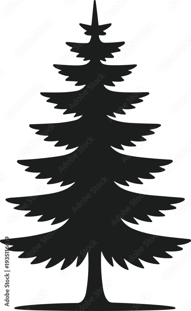 Fototapeta premium Black pine tree silhouette vector graphic 1