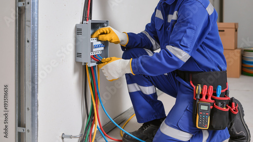 Fotografía electrician fitting electrical wires