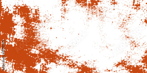 Abstract red grunge background design featuring artistic paint splashes and watercolor ink textures with a splatter brush pattern on a dirty paper backdrop