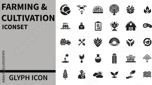Farming & Cultivation Icon Set – A Comprehensive Collection of Icons for Agriculture, Farming, and Crop Management
