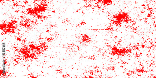 Red grunge texture background featuring artistic paint splashes and blood splatters with ink drips and spray stains for a decorative vector illustration backdrop