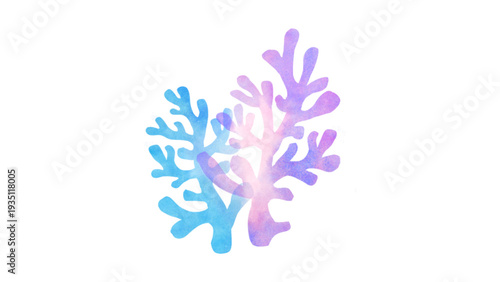 Abstract Purple and Blue Coral Reef Illustration