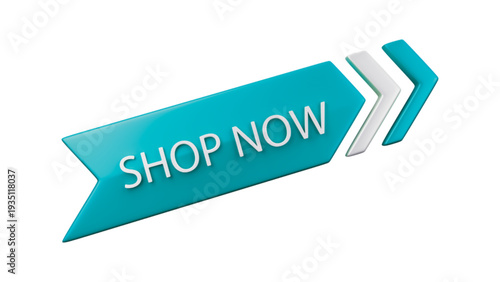 Blue Shop Now Web Button with Arrow Direction