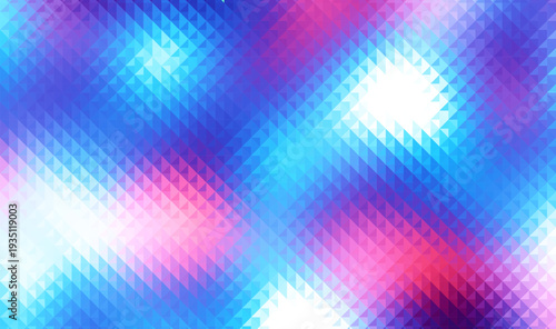 Glass ripple texture with blue gradient background and vivid pink, blue, and white light glowing. Futuristic distortion, moody abstract glow