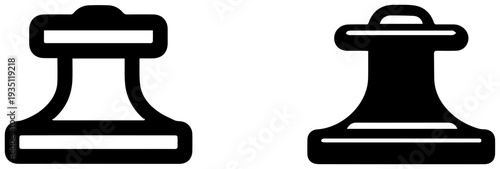 Two black and white icons of bell siphon drainage mechanisms on a white background for plumbing and irrigation systems