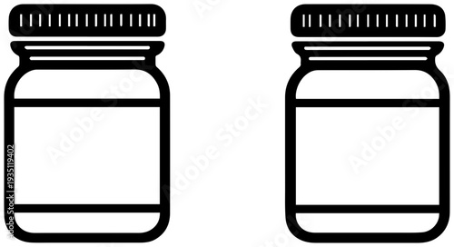 Two empty wax resist jars with lids simple black icons on white background for art supplies