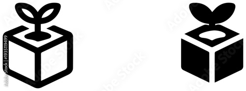 Rockwool starter cube icons for gardening and plant growth isolated on white background