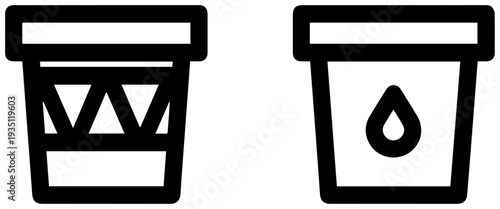 Tipping bucket rain gauge icons for weather measurement and precipitation tracking