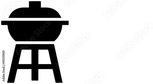 Black silhouette of a three legged kiln or barbecue grill on a stand simple graphic icon for design or industrial use