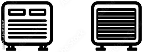 Industrial water chiller icons for hvac systems and cooling equipment in factories and manufacturing plants