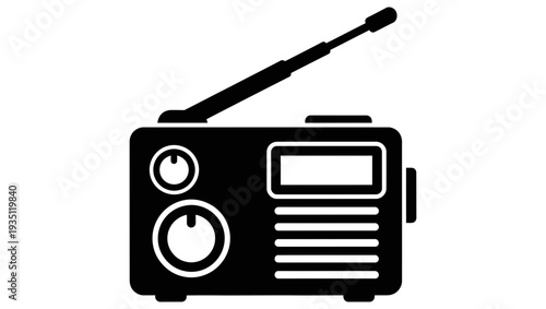 Classic portable radio receiver with extendable antenna for broadcasting and receiving audio signals, representing a retro communication device for music, news, and entertainment enjoyment.