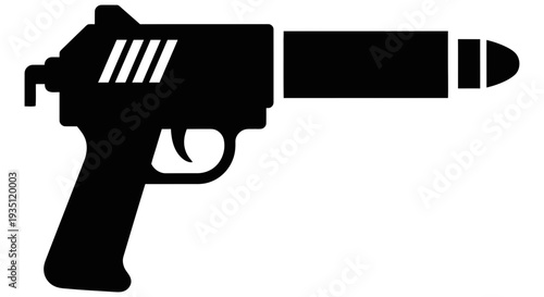 Silhouetted laser gun illustration viewed from the side on a clean background with Whisk reference