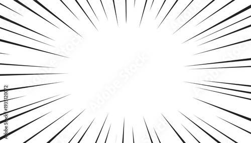 Comic Book Action Burst Vector: High-Energy Manga Background. Isolated Comic Speed Lines