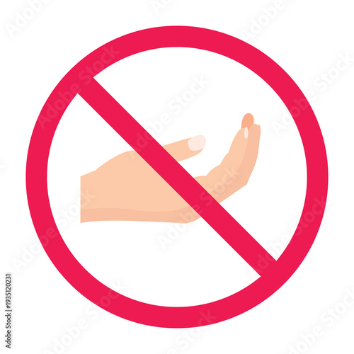 No begging sign, forbidden begging sign, begging prohibited sign, do not beg symbol, no asking for money symbol