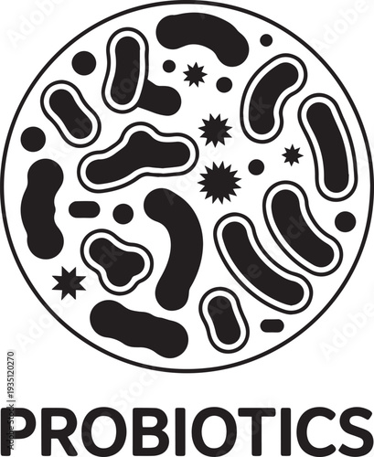 Probiotic Microorganism Group in Circular Design Illustration