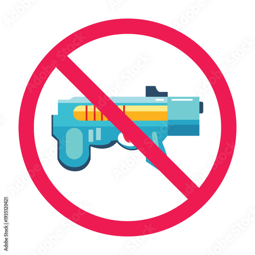 No water gun sign, forbidden toy gun symbol, vector illustration, toy blaster prohibited symbol