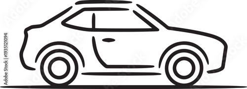 Simple hand drawn outline illustration of a compact hatchback car isolated on transparent background