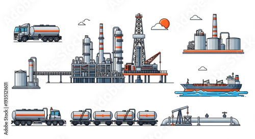 Oil Refinery Industrial Complex Equipment.