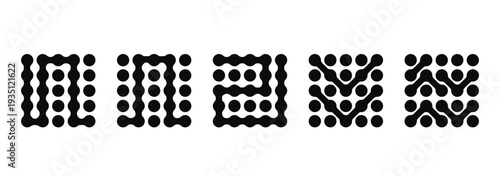 Diagonal metaball connected circles shape. Pattern of black metaballs icon. Abstract nerve cell dots. vector illustration.